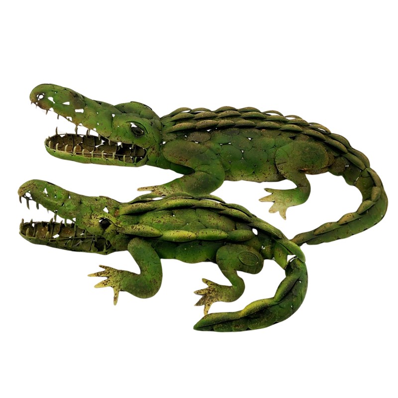 Zaer Ltd. International Set of 2 Assorted Decorative Metal Alligators "Cypress & Blackwater" ZR241003-4-SET