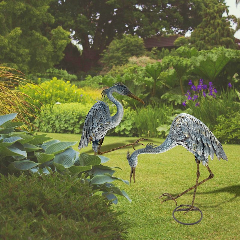 Zaer Ltd. International Set of 2 Assorted Great Blue Heron Figurines "Hudson & Houston" ZR120032-3-SET