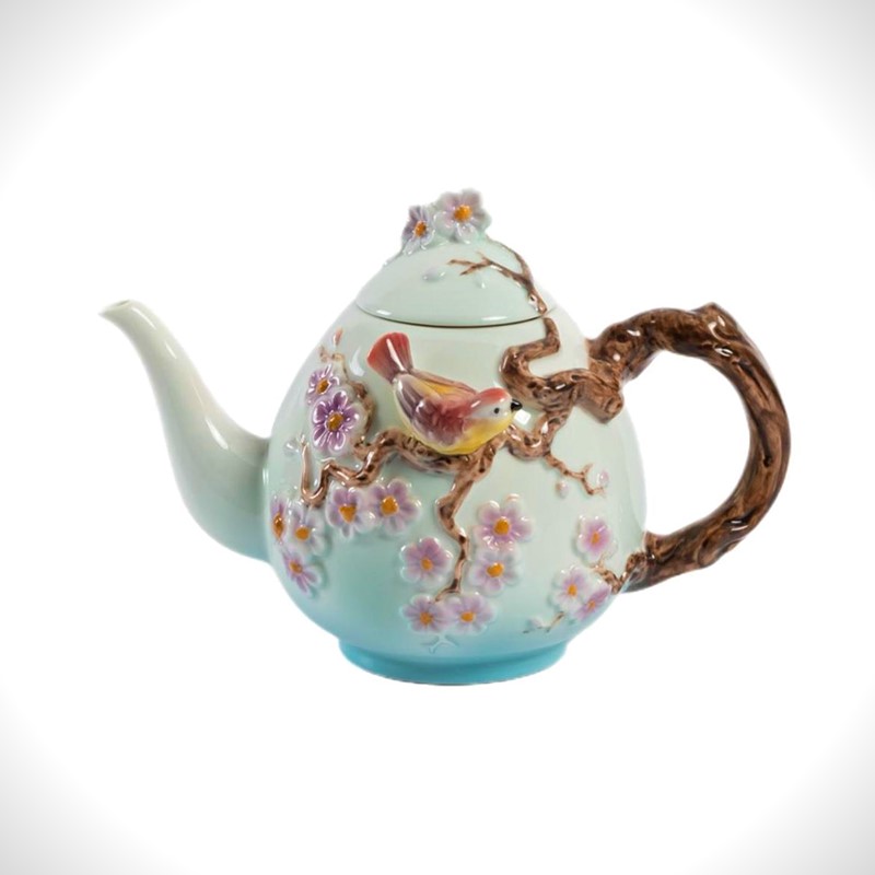 Zaer Ltd International Pre-Order: 8.75" Hand Painted Decorative Teapot Accent "Afina" ZR083886