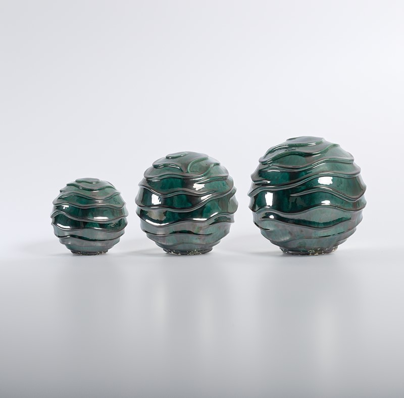 Zaer Ltd International Pre-Order: Set of 3 Assorted Ceramic Globe Tabletop Accents "Edinburgh" ZR083905-SET