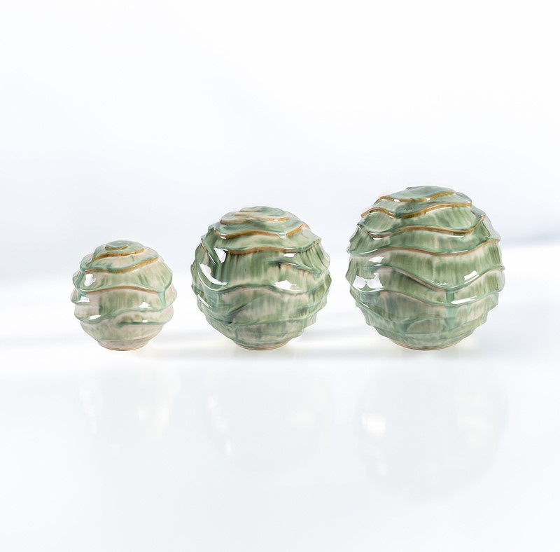 Zaer Ltd International Pre-Order: Set of 3 Assorted Ceramic Globe Tabletop Accents "Lisbon" ZR083907-SET