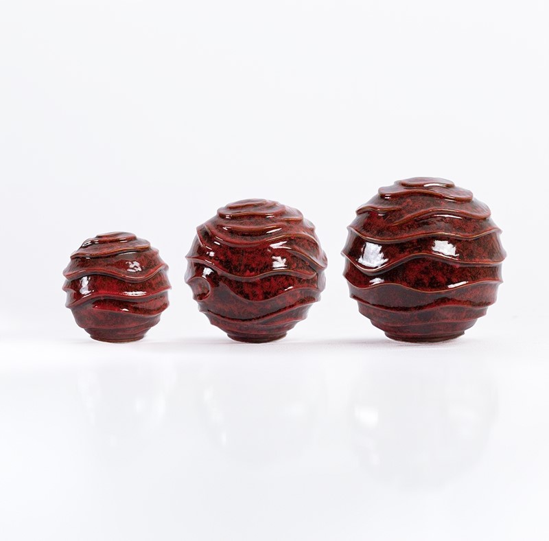 Zaer Ltd International Pre-Order: Set of 3 Assorted Ceramic Globe Tabletop Accents "Istanbul" ZR083908-SET