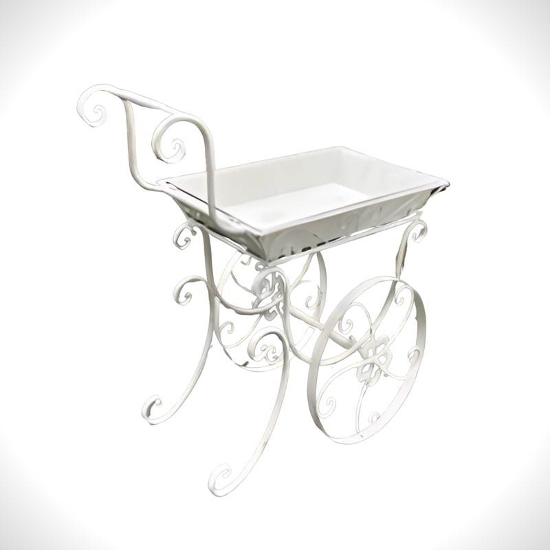 Zaer Ltd. International 32" Tall Metal Garden-Flower Cart with Handle & Wheels in Pink "London 1820" ZR230443-PK