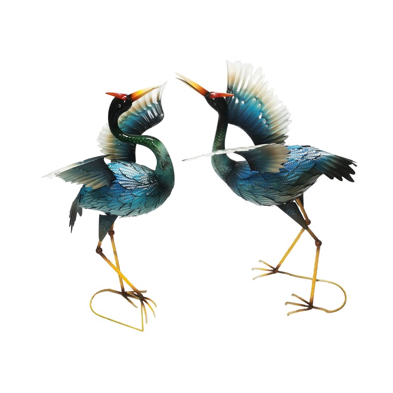 Zaer Ltd International Pre-Order: Set of 2 Assorted Blue Heron Garden Figurines with Red Head Feathers ZR241230-SET