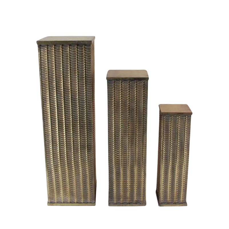 Zaer Ltd International Pre-Order: Set of 3 Assorted Frosted Gold Metal Decorative Pedestal Pillars ZR241442-FG