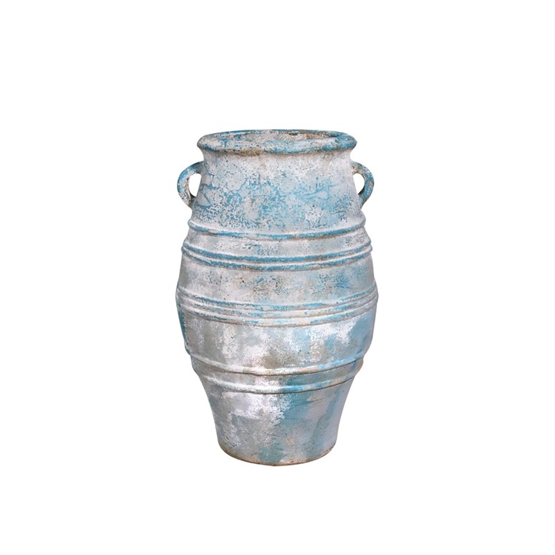 Zaer Ltd International 35.5" Tall Ceramic Pot with Handles in Antique Teal ZR000048