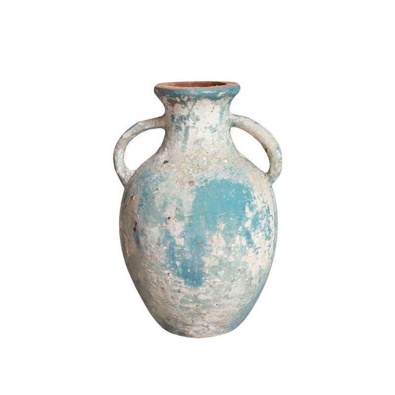 Zaer Ltd International 19.7" Tall Hydria-Shaped Ceramic Pot with Handles in Antique Green ZR000638-WB