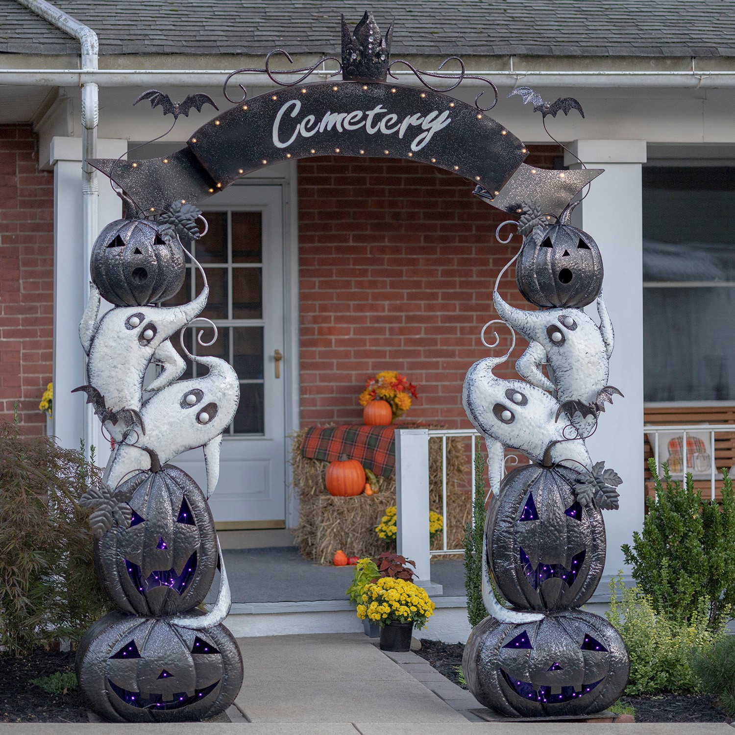9.4ft. Tall Large Iron Spooky Halloween Cemetery Arch with