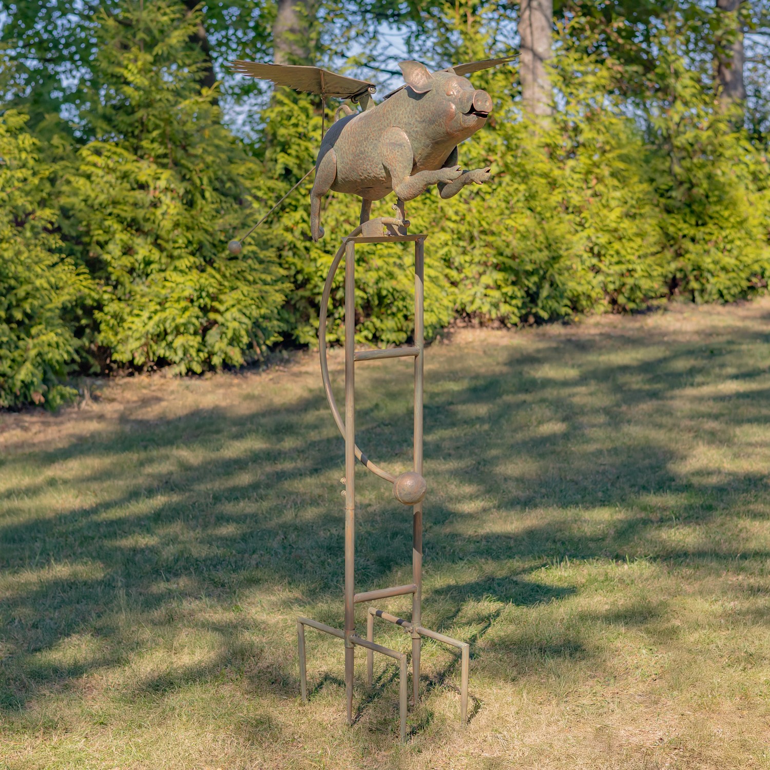 6.5ft. Tall Rustic Flying Bronze Pig Iron Rocking Stake