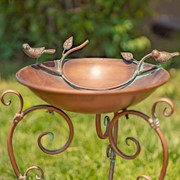 Zaer Ltd. International "Kateryna" Set of 3 Antique Copper Finish Birdbaths with Ornate Stands ZR100005-SET View 2