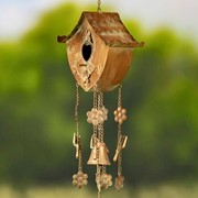 Zaer Ltd. International Set of 6 Assorted Style Hanging Antique Copper Color Birdhouse Wind Chimes LS132817 View 2