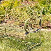 Zaer Ltd. International Pre-Order: "Stephania" Victorian-Style Iron Garden Bench in Antique Green ZR090517-GR View 2