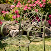 Zaer Ltd. International Pre-Order: "Stephania" Victorian-Style Iron Garden Armchair in Antique Green ZR090518-GR View 2