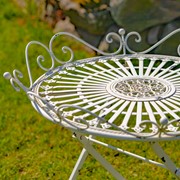 Zaer Ltd. International "Stephania" Victorian-Style Folding Iron Garden Table in Antique White ZR090519-AW View 2
