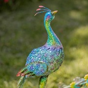 Zaer Ltd. International Set of Two 35" Tall Standing Colorful Iron Peacocks ZR140220-SET View 2