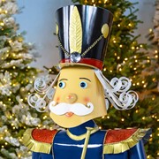 Zaer Ltd International 59" Tall Iron Christmas Blue Nutcracker Holding Trumpet "Harold" ZR131168 View 2
