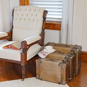 Zaer Ltd International Set of 3 Weathered Bamboo Finish Suitcase Decor ZR110003 View 2