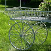 Zaer Ltd. International 7.9ft Tall Antique Style Iron Flower Cart in Antique White "Paris 1968" ZR154079-AW View 2