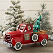 Zaer Ltd. International Small Red Iron Pickup Truck with Christmas Tree ZR150818-RD View 2