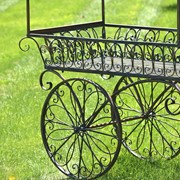 Zaer Ltd. International Pre-Order: 7.9ft. Tall Antique Style Iron Flower Cart in Ant Bronze "Paris 1968” ZR154079-BZ View 2