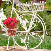 Zaer Ltd International Pre-Order: 37.5" Tall Iron Butterfly Bicycle Plant Stand w/5 Baskets "Mariposa" ZR367701-AW View 2