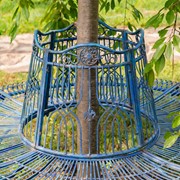 Zaer Ltd. International 61.5" Victorian Style Round Metal Tree Bench in Cobalt Blue "Paris 1968" ZR150645-BL View 2