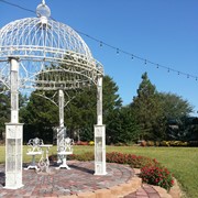 Zaer Ltd International "Valiko" 14ft. Tall Round Iron Garden Gazebo in Antique White ZR131407-AW View 2