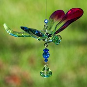 Zaer Ltd. International Three Tone Hanging Acrylic Dragonfly Ornaments with Flowers in 6 Assorted Colors ZR506316 View 2