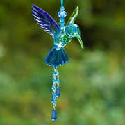 Zaer Ltd. International Five Tone Acrylic Hummingbird Ornaments with Tassels in 6 Asst. Colors ZR520516-SET View 2