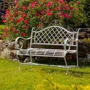 Zaer Ltd International "Stephania" Victorian-Style Iron Garden Bench in Antique White ZR090517-AW View 2