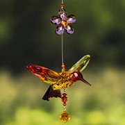 Zaer Ltd International Five Tone Acrylic Hummingbirds with Flowers in 6 Assorted Color Variations ZR505516 View 2
