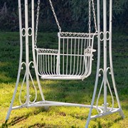 Zaer Ltd International "Oasis" Iron Garden Swing Chair in Antique White ZR160144-AW View 2