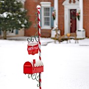 Zaer Ltd International 72" Tall Christmas Mailbox with Candy Cane Pole and Hanging Sign Plate ZR361690 View 2