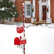 Zaer Ltd International Pre-Order: 72"T Christmas Mailbox with Candy Cane Pole and Hanging Sign Plate ZR361690 View 2