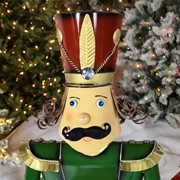 Zaer Ltd International 59" Tall Iron Christmas Green Nutcracker Holding Drum "Leo" ZR131166 View 2