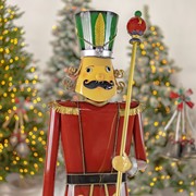 Zaer Ltd International 59" Tall Iron Christmas Burgundy Nutcracker Holding Baton "Henry" ZR131167 View 2