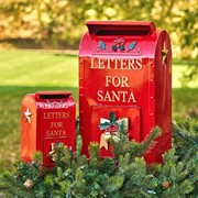 Zaer Ltd International Pre-Order: Set/2 Medium & Small Glossy Red Christmas Mailboxes with Gold Details ZR140302-MS View 2