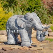 Zaer Ltd International Magnesium Boho Elephant Statue in Original Grey (White Wash) ZR180388-GY View 2