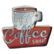 Zaer Ltd International 14" x 11.63" Light Up LED Hanging "HOT COFFEE" Metal Wall Hanging Sign VA611003 View 2