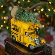Zaer Ltd International Vintage Style Small Conversion School Bus with Christmas Tree VA170007 View 2