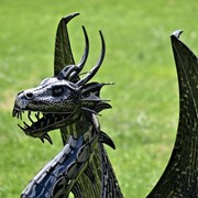 Zaer Ltd International 4.75 ft. Tall Large Iron Sentry Dragon Statue "Draco" ZR170349 View 2