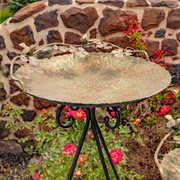 Zaer Ltd International Set of 3 Frosted Gold Iron Birdbaths with Bird Details "Stephania" ZR171426-SET View 2