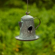 Zaer Ltd International Pre-Order: Set of 6 Assorted Style Galvanized Teapot Birdhouses ZR170773-GVS View 2