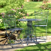 Zaer Ltd International Three Piece Metal Bistro Set with 2 Folding Chairs & Round Table in Cobalt Blue ZR191499-FBS View 2