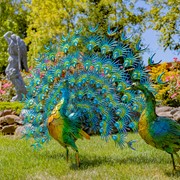 Zaer Ltd. International Set of 2 Large Peacocks with Crystal Detail "Gem and Jewel" ZR170694-SET View 2
