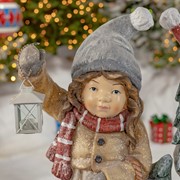 Zaer Ltd International Set of 2 "Winter's Night" Standing Tushkas Holding Lanterns & Christmas Tree ZR117612 View 2