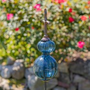 Zaer Ltd International 55" Tall Glass Globe Iron Garden Stake in 6 Assorted Colors ZR111444 View 2