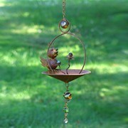 Zaer Ltd. International Pre-Order: Set/6 Assorted Animal Hanging Umbrella Birdfeeder Wind Chimes in Rust ZR777107-RSS View 2