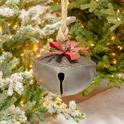 Zaer Ltd International Set of 7 Large Galvanized Jingle Bells with Ribbon and Rope ZR175353-SET View 2