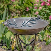 Zaer Ltd International Pre-Order: 31" Tall "Two Birds" Iron Birdbath with Antique Bronze Finish ZR180387-BZ View 2